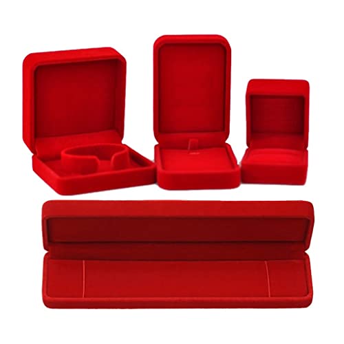 Aufbewahrungskoffer für Hochzeitsschmuck, roter Samt, für Ohrringe, Halsketten, Anhänger, Armbänder, Organizer, Geschenk-Box von HGFSGGGREEHY