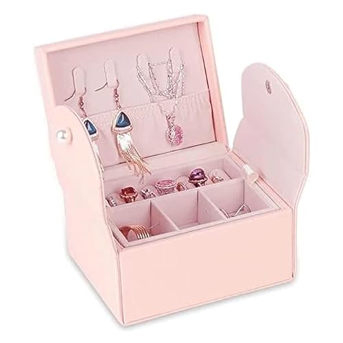 Schmuckschatulle aus PU-Leder, tragbar, Reise-Schmuck-Organizer, einfache und modische Schmuck-Aufbewahrungsbox (A) von HGFSGGGREEHY