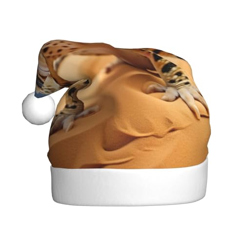Sand-Leoparden-Gecko, Plüsch-Weihnachtsmannmütze, bequeme Weihnachtsmütze für Weihnachten, Partygeschenke, passend für Erwachsene Sand-Leoparden-Gecko, Plüsch-Weihnachtsmannmütze, bequeme Weihnachtsmütze für Weihnachten, Partygeschenke, passend für Erwachsene von HGFVY