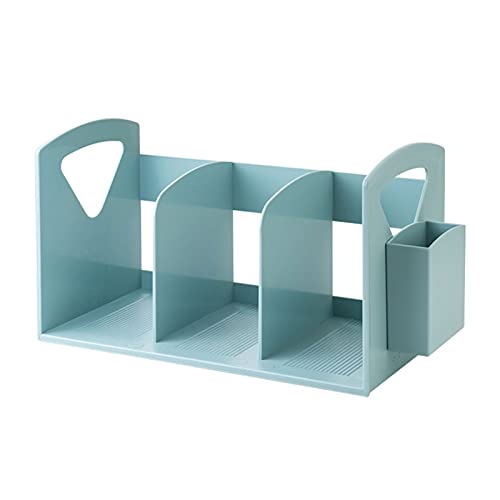 HGRYNDRO Plattenklemme Desktop Plastic Bookends Anti-Movement Bücherregal, 3 Grid Buchend mit Stifthalter, gebraucht für Büro Wohnzimmer Dokumentwörterbuch Lagerregal Tafelklammer(B) von HGRYNDRO