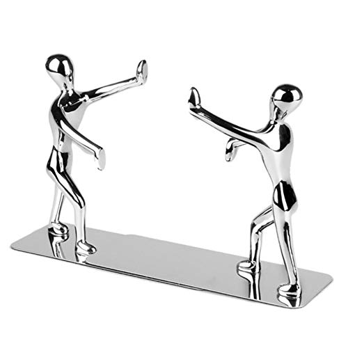 HGRYNDRO Plattenklemme Kreative Bürobedarf Schreibwaren Edelstahl Kung Fu Man Bookends 1 Pair Humanoid Buch Bücherregal Tafelklammer von HGRYNDRO