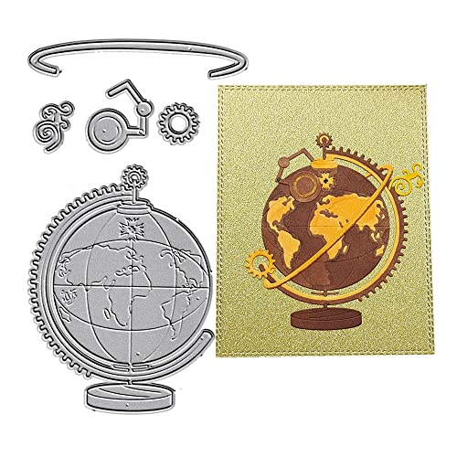 Metall Globe World Stanzformen, Karte Geographie terrestrischer Globus Stanzform DIY Handwerk Vorlage Form Schablonen für DIY Prägen Karten Herstellung Album Dekorative Papier Scrapbooking von HGSALK