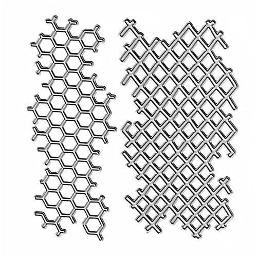 Metall-Stanzformen, unregelmäßiges Raster, sechseckige Wabenform, Bastelschablonen für DIY, Prägung, Kartenherstellung, Album, dekoratives Papier, Scrapbooking, 2 Stück von HGSALK