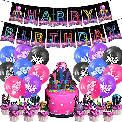 HGSHUO Disco Party Deko Ballons Discokugel Luftballons Latex Ballon 70er 80er 90er Dekoration Geburtstag Tortendeko Happy Birthday Banner Disco Retro Hip Hop Themenparty Luftballon von HGSHUO