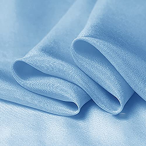 100% Maulbeerseiden-Satinstoff, meterweise, hochwertiges Chiffon- und Satinmaterial, for Brautkleider, Tanzbekleidung, Heimdekoration, weicher Fall (Weiß/Marineblau/Rot)(Blue) von HHDHHD