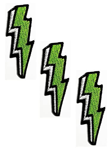 HHO Aufnäher Set 3 Stück Mini Thunderbolt Patches Green Flash Rainy Lightning Bolt Cartoon Logo Kind Baby Mädchen Jacke T-Shirt Patch Nähen Aufbügeln Besticktes Symbol Abzeichen Tuch Schild Kostüm von HHO CARTOON PATCH