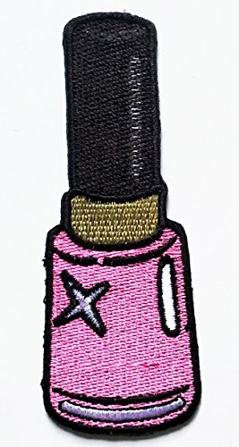 HHO Aufnäher für Kinder, niedlicher rosa Nagellack, Cartoon, bestickt, zum Aufnähen, Aufbügeln, für Taschen, Jacken, Jeans, Kleidung von HHO CARTOON PATCH