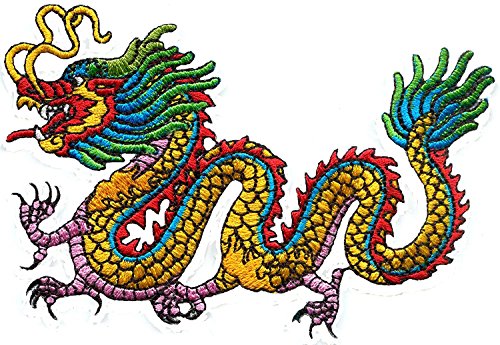 HHO Chinesischer Drache Kung Fu Yakuza Tattoo bestickter Aufnäher bestickt DIY Patches, niedliche Applikation zum Aufnähen oder Aufbügeln für Kinder, für Taschen, Jacken, Jeans, Kleidung von HHO CARTOON PATCH