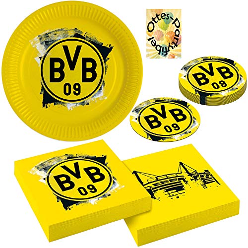 HHO BVB-Dortmund-Party-Set Borussia-Partyset 40tlg. für 8 Fußballfans Teller Bierdeckel Servietten von HHO