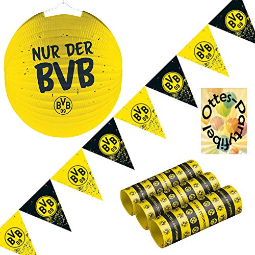 HHO BVB-Dortmund-Party-Set Borussia-Partyset Dekoset 7 Luftschlangen Lampion Wimpelkette von HHO