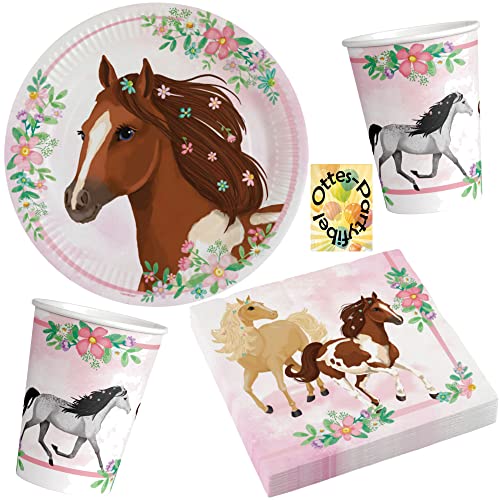 HHO Beautiful-Horses-Pferde-Party-Set 36tlg. - für 8 Pferdefreunde Teller Becher Servietten von HHO