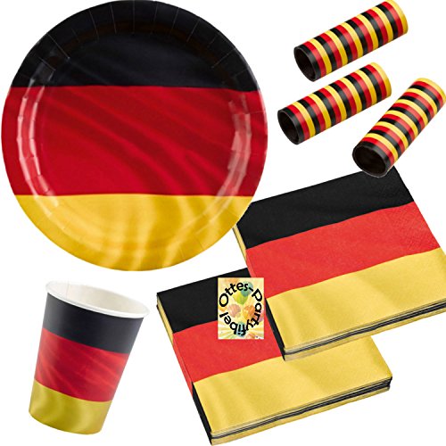 HHO Deutschland Germany German Party-Set 55tlg. für 16 Gäste : Teller Becher Servietten Luftschlangen von HHO