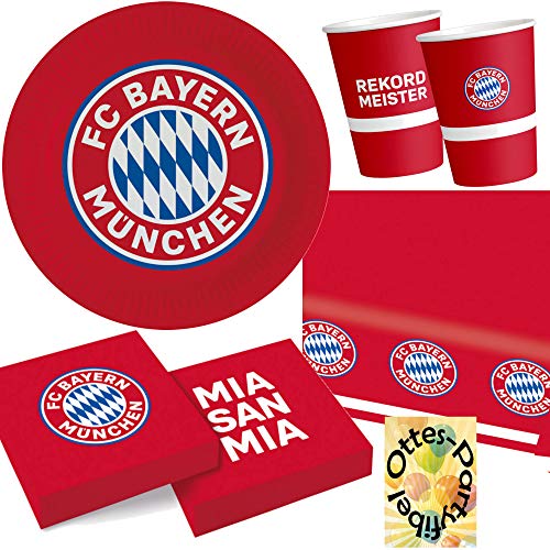 HHO FC-Bayern-München-Party-Set für 8 Fußballfans 37tlg. Teller Becher Servietten Tischdecke von HHO