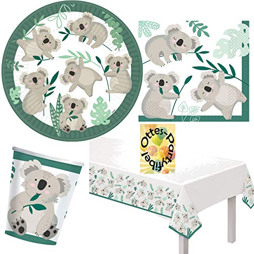 HHO Koala-Party-Set Koala-Partyset 33tlg. für 8 Gäste 8 Teller 8 Becher 16 Servietten 1 Tischdecke von HHO