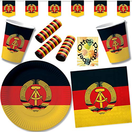 HHO Nostalgie Ostalgie DDR Party-Set 44tlg. für 10 Gäste : Becher Teller Servietten Wimpel Luftschlangen von HHO