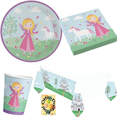 HHO Prinzessin-Princess-Party-Set 37tlg. - für 8 Gäste Teller Becher Servietten Tischdecke von HHO