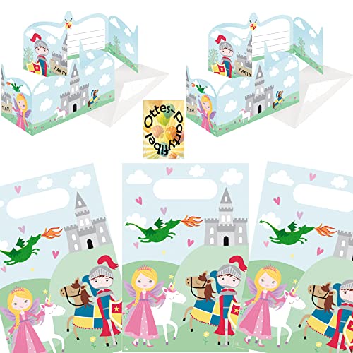 HHO Prinzessin-Princess-Party-Set Erweiterung für 8 Gäste Einladungen und Mitgebseltüten von HHO