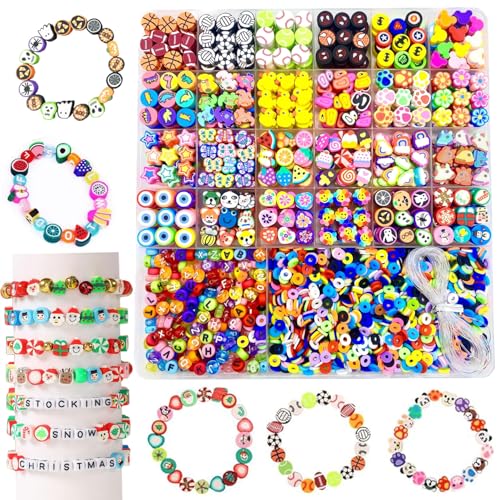 Tonperlen-Charms, 2500 Stück, Polymer-Ton-Perlen, Freundschaftsarmband-Anhänger, Tonanhänger für Armbänder, Modelliermasse-Perlen, Armbandherstellung, Halsketten-Ohrringherstellung, DIY-Zubehör von HHOOMY