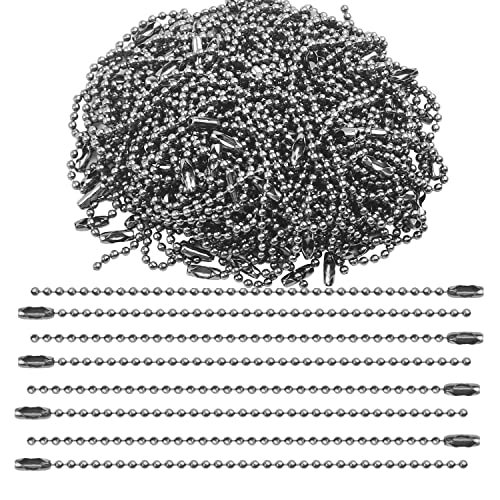 HHOZsafety 100 Stück Perlenverbinder-Verschlusskette, 2,4 mm Durchmesser, Metallperlen-Kettenanhänger, geeignet für Schlüsselanhänger, DIY-Bastelkreation, Länge von HHOZsafety