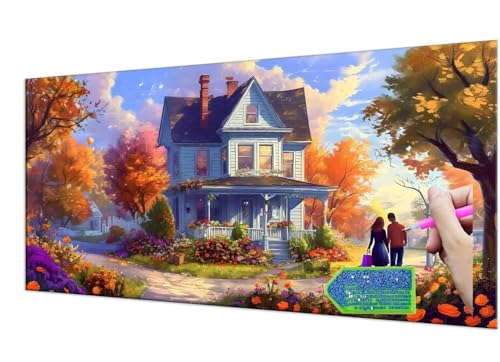 Diamond Painting Forest Cabin, 5D Diamant Painting Bilder Erwachsene Groß, Diamond Painting Set for Adults and Kinder Beginners, DIY Mosaic Making Craft Set for Home Wall Decoration 20x40 cm T-913 von HHQGOUYG