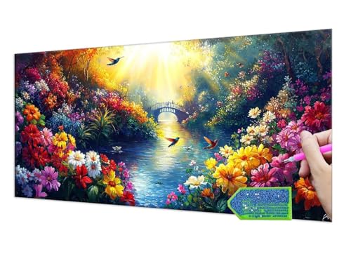 Diamond Painting Forest Landscape, Diamond Painting Erwachsene Groß XXL 90x180 cm, DIY Diamant Painting Kinder, Diamond Art zubehör cross stitch kit, Diamond Stickerei set Home Wand Dekor T-1015 von HHQGOUYG