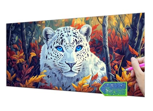 Diamond Painting Forest Leopard, 5D Diamant Painting Bilder Erwachsene Groß, Diamond Painting Set for Adults and Kinder Beginners, DIY Mosaic Making Craft Set for Home Wall Decoration 50x100 cm T-918 von HHQGOUYG