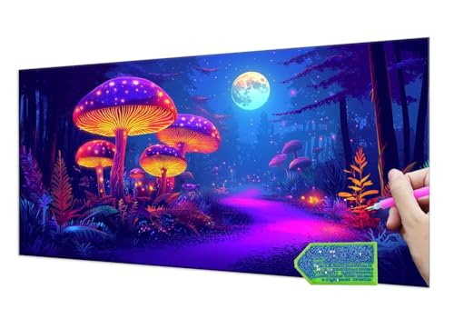 Diamond Painting Forest Mushroom, 5D Diamant Painting Bilder Erwachsene Groß, Diamond Painting Set for Adults and Kinder Beginners, DIY Mosaic Making Craft Set for Home Wall Decoration 20x40 cm T-928 von HHQGOUYG