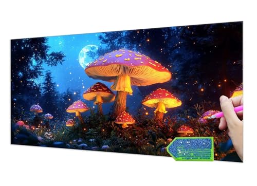 Diamond Painting Forest Mushroom, 5D Diamant Painting Bilder Erwachsene Groß, Diamond Painting Set for Adults and Kinder Beginners, DIY Mosaic Making Craft Set for Home Wall Decoration 20x40 cm T-929 von HHQGOUYG