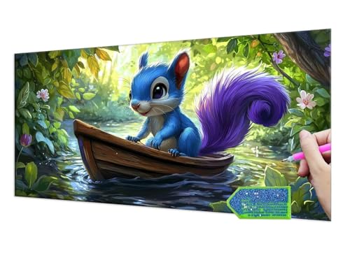 Diamond Painting Forest Squirrel, 5D Diamant Painting Bilder Erwachsene Groß, Diamond Painting Set for Adults and Kinder Beginners, DIY Mosaic Making Craft Set for Home Wall Decoration 20x40 cm T-930 von HHQGOUYG