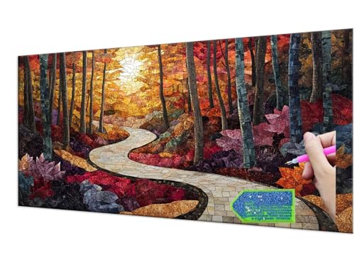 Diamond Painting Forest small path, 5D Diamant Painting Bilder Erwachsene Groß, Diamond Painting Set for Adults and Beginners, DIY Mosaic Making Craft Set for Home Wall Decoration 50x100 cm T-912 von HHQGOUYG