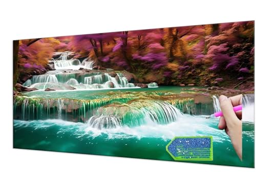 Diamond Painting Waterfall Forest, 5D Diamant Painting Bilder Erwachsene Groß, Diamond Painting Set for Adults and Kinder Beginners, DIY Mosaic Making Craft Set for Home Wall Decoration 50x100 cm T851 von HHQGOUYG