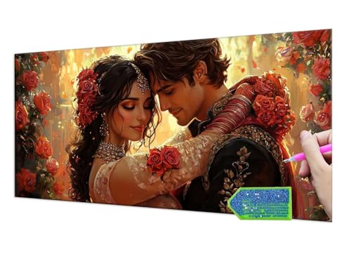 HHQGOUYG Diamond Painting Groß XXL 40x80 cm Diamant Painting Bilder Couple Rose Diamond Art Erwachsene DlY Ful Round Diamant Kunst Malerei zubehör Set Kreuzstich Bilder Home Wand Dekor Geschenk y-872 von HHQGOUYG