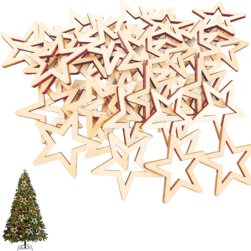 200 Stück Holzsterne Scheiben Holzsterne zum Basteln Sterne zum Basteln Mini Stern Holz Dekoration Stern Streuteile Basteln Holz Dekosterne für Weihnachten DIY Handwerk Dekoration Deko Holzsterne von HHZZXCDH