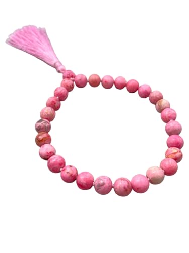 HI International Rosa Achat Jaap Mala, AAA, 27 + 1 Perlen, Mala, 8 mm, Mini-Mala, Schmuck, Herren, Quarter Mala, Yoga-Geschenk, 8mm, Edelstein, Rosa Achat von HI International