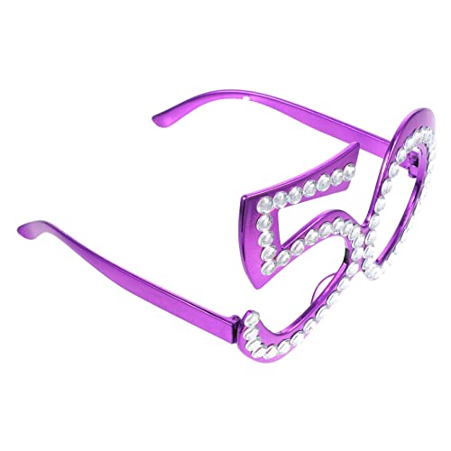 HIAKDOFT 1 Paar Party-requisiten Dekorationen Neon-partyzubehör Geburtstagsparty-dekoration Albern Neuheitsbrille Mit Glitzerrahmen Neuheit Geburtstagsbrille Stütze Pixel Plastik Violett von HIAKDOFT