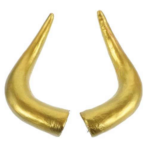 HIAKDOFT 1 Paar Simulationshorn Haarband mit Stierhörnern Haarreif aus Ochsenhorn Haarschmuck aus Horn Tierkopfschmuck DIY-Ornament Stirnband Ochsenhorn Ochsenhornimitat PVC Golden von HIAKDOFT