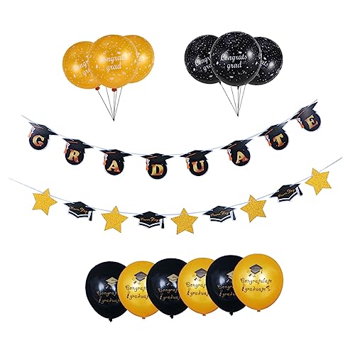 HIAKDOFT 1Satz Teiliges Set Ballons Und Banner Für Graduierungsfeier Latexballons Und Partydekorationen Für Abschlussfeiern Fotorequisiten Für Unvergessliche Momente von HIAKDOFT