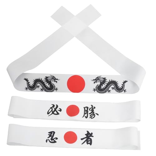 HIAKDOFT 3 Stück Japanisches -stirnband Für Karate-sushi-kochkostüme, Japanisches Sushi-koch-hachimaki-karate-stirnband, Japanischer Koch-kopfschmuck von HIAKDOFT