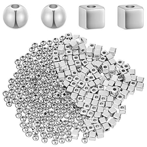 2000 Stück Abstandshalter Perlen Runde Kugel Spacer Perlen Charms Quadrat 3 mm winzige lose glatte Perlen Schmuckherstellung Abstandshalter Perlen für Schmuckherstellung (Silber) von HICARER