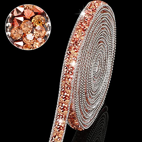 3 Yards Harz Strass Bänder Selbstklebende Diamant Band Kristall Band Rolle Glitter Harz Diamant Bänder Bling Strassband für DIY Kunsthandwerk (Roségold, 0,4 Zoll) von HICARER