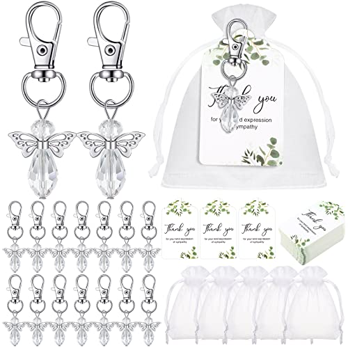 60-teiliges Beerdigungsgeschenk-Set, 60 Stück, Engel-Schlüsselanhänger, Organza-Beutel, Trauer-Dankeschön-Anhänger, Feier des Lebens, Dekorationen für Gedenkpartys, Zubehör, Gastgeschenke, Be von HICARER