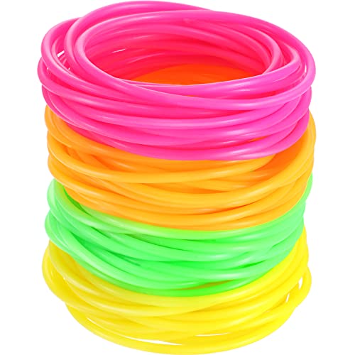 72 Stück Armbänder aus 80er Jahren, Gelée aus Silikon, leuchtende Armbänder, Radiergummi-Streifen für Partytütenfüllung, Kostüm-Zubehör (eine Vielzahl von glänzenden Farben), One Size, Silikon von HICARER