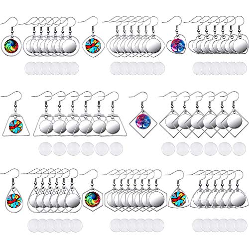 HICARER 108 Stück Edelstahl Ohrring Lünettenrohlinge Draht Haken Lünettenschalen mit 12 mm Glas Cabochons Fassung für Schmuckherstellung DIY Handwerk von HICARER