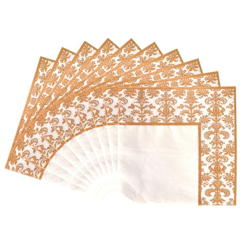 HICOHAND Golddruck-Servietten, Einweg-Servietten, Papierservietten, Goldfolie, Servietten für Party, Hochzeit, Jubiläen und Feiern, 33 x 33 cm, 80 Stück von HICOHAND