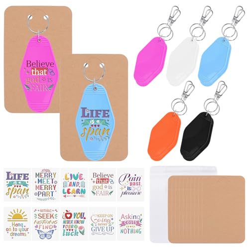 HICOHAND UV DTF Wrap Stickers, 1 Set Waterproof UV DTF Motel Keychain Transfer Stickers Waterproof UV DTF Decals Rub on Transfers for DIY Keychains von HICOHAND