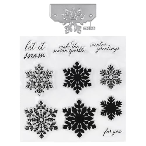 HICOHAND Weihnachtsstempel und Stanzschablonen, Schneeflocken-Stempel und Stanzformen-Set für Weihnachten, transparent, für Weihnachtskarten, DIY, Scrapbooking von HICOHAND