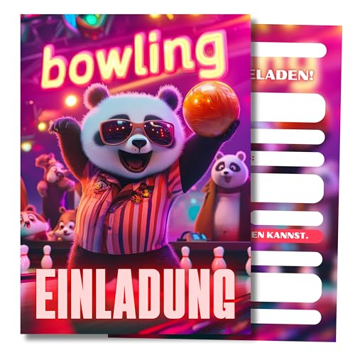 HIDEBLOOM I Bowling Einladungskarten Kindergeburtstag I 12 Stück I DIN A6 (10,5 cm x 14,8 cm) I Einladung Geburtstag Mädchen Jungen I Kinderparty I Einladungskarten Bowling I Teens I Postkarten Kinder von HIDEBLOOM