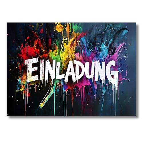 HIDEBLOOM I Graffiti Einladungskarten Kindergeburtstag Junge und Mädchen I 12 Stück I DIN A6 (10,5 cm x 14,8 cm) I Einladung Geburtstag Graffiti I Geburtstagseinladungen Graffiti Party von HIDEBLOOM