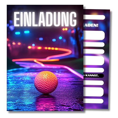 HIDEBLOOM I Minigolf Einladungskarten Kindergeburtstag Jungen I 12 Stück I DIN A6 (10,5 cm x 14,8 cm) I Einladung Geburtstag Golf I Kinderparty von HIDEBLOOM