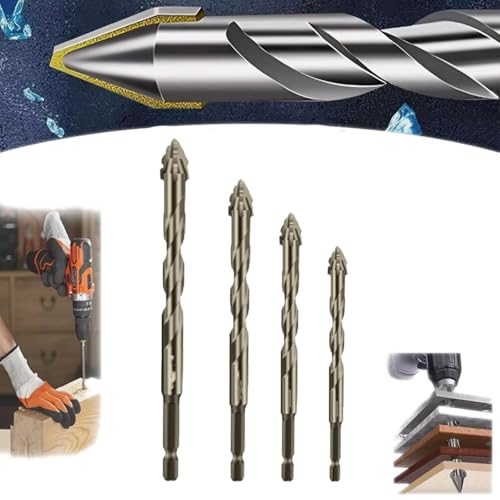 New Four-Flute Sawtooth Eccentric Drill Bit,Cozy Hoome Drill Bit,Four-Edged Serrated Eccentric Drill,High-Strength Eccentric Twist Drill Bit Oblique Head Eccentric Drill Bit (6+8+10+12mm) von HIDRUO